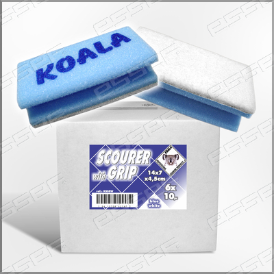 Scheuerschwamm 14x7cm - blau/weiss